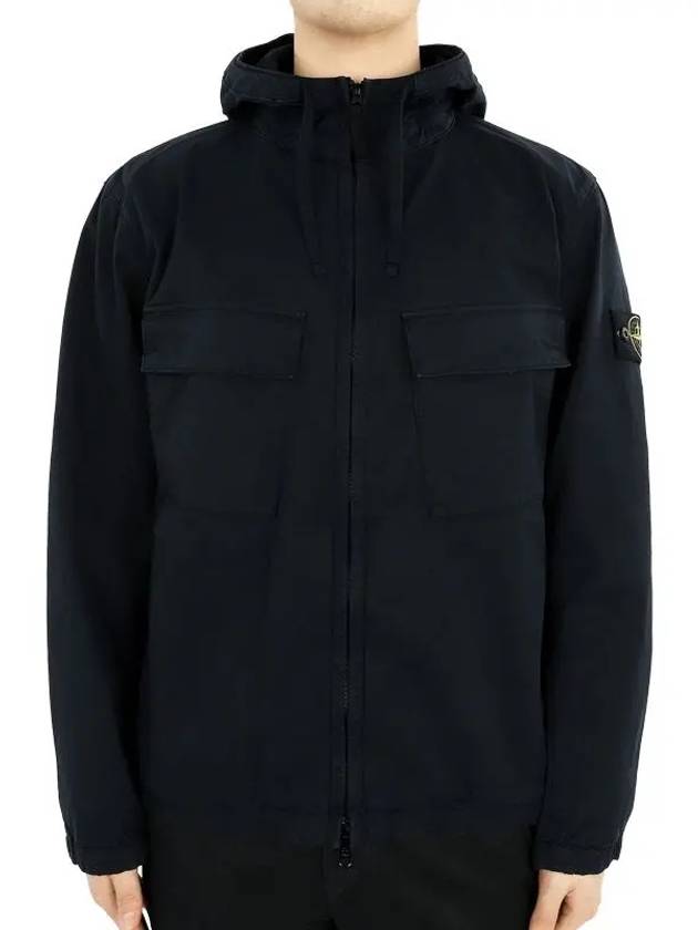 Cotton Twill Stretch Hooded Jacket Navy - STONE ISLAND - BALAAN 3