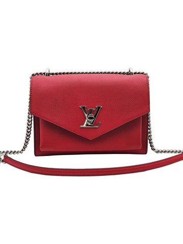 Louis Vuitton M51419 Ruby Red Calfskin My Lock Me BB Silver Chain Shoulder Bag - LOUIS VUITTON - BALAAN 1