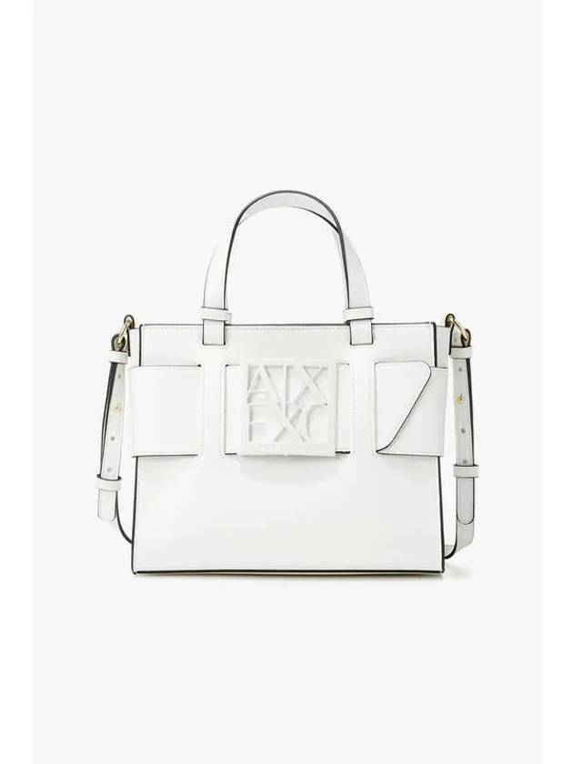 Women s Square Logo Belt Medium Tote Bag White - ARMANI EXCHANGE - BALAAN 1