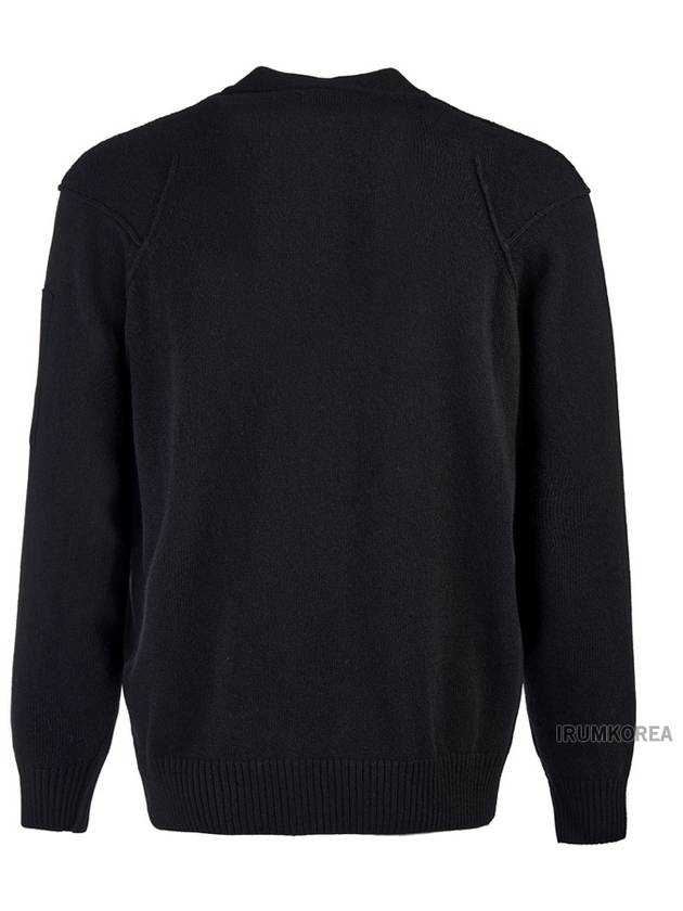 Lambswool GRS Buttoned Cardigan Black - CP COMPANY - BALAAN 4