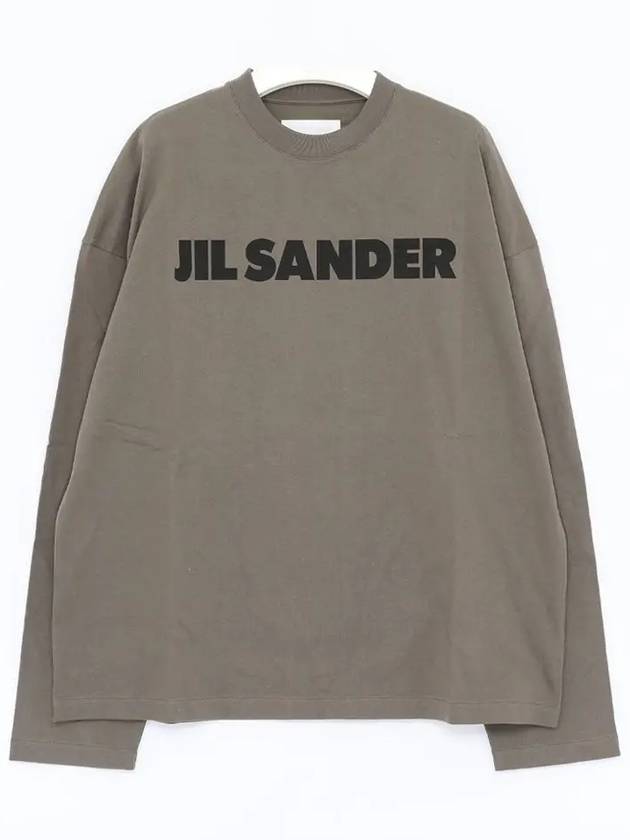 Logo Print Cotton Long Sleeve T-Shirt Dark Green - JIL SANDER - BALAAN 4