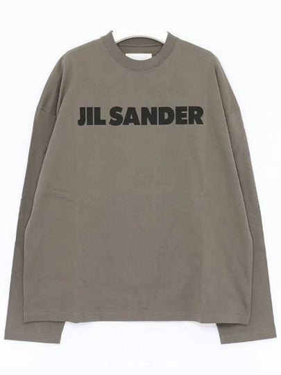 Logo Print Cotton Long Sleeve T-Shirt Dark Green - JIL SANDER - BALAAN 2