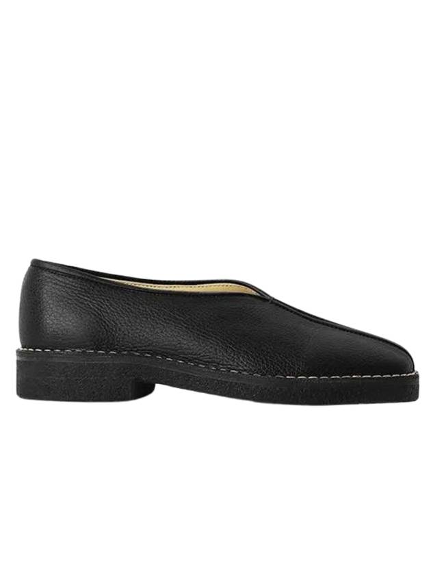 Piped Crepe Grained Leather Slippers Black - LEMAIRE - BALAAN 1