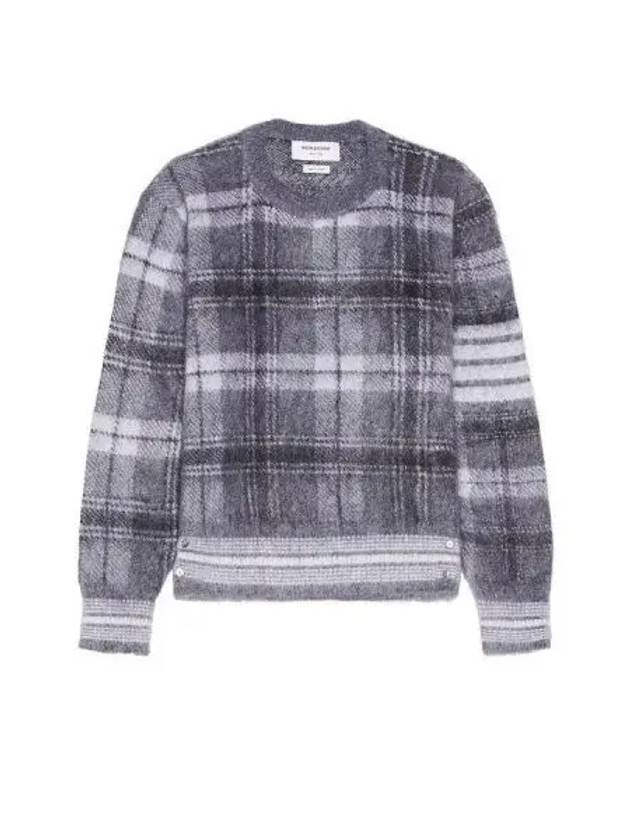 Check 4 Bar Mohair Knit Top Grey - THOM BROWNE - BALAAN 2