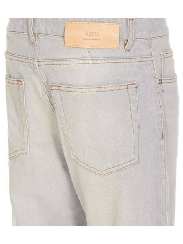 Logo Patch Denim Straight Jeans Grey - AMI - BALAAN 4