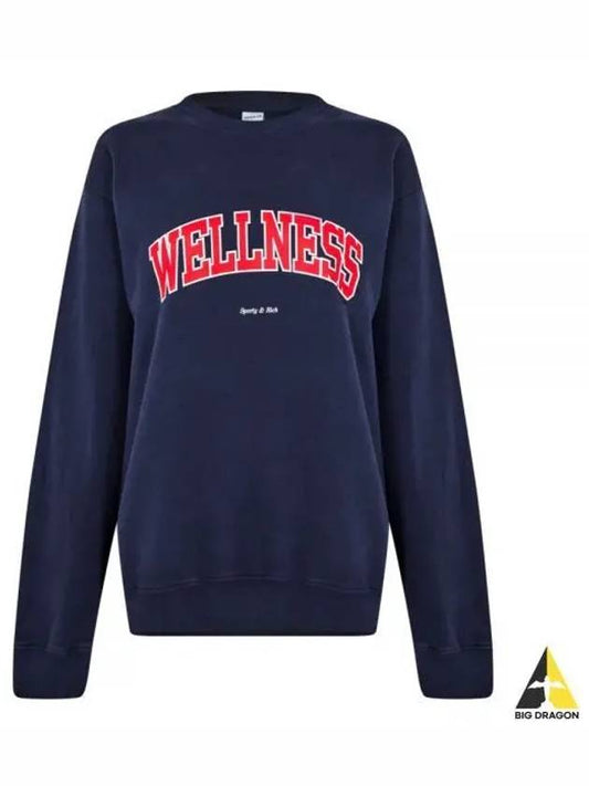 Crew Neck Print Sweatshirt Navy - SPORTY & RICH - BALAAN 2