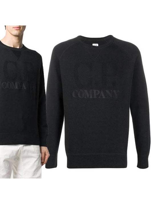 Logo Compact Cotton Sweatshirt Black - CP COMPANY - BALAAN.