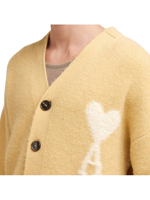 Heart Logo Oversized Cardigan Beige - AMI - BALAAN 7