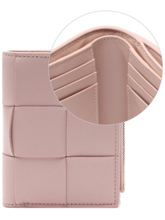 Cassette Zipper Bifold Half Wallet Light Pink - BOTTEGA VENETA - BALAAN 3