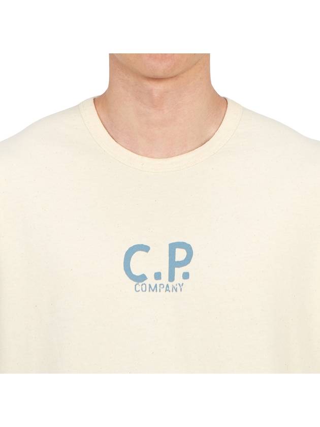 Natural Jersey Short Sleeve T-Shirt Beige - CP COMPANY - BALAAN 6