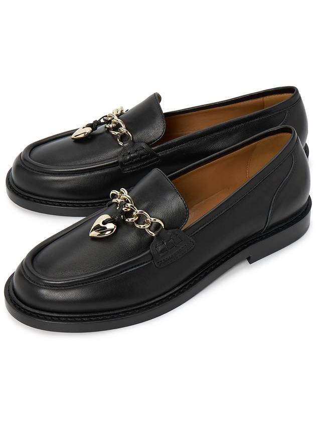 Ninna Chain Detail Leather Loafers Black - CHLOE - BALAAN.