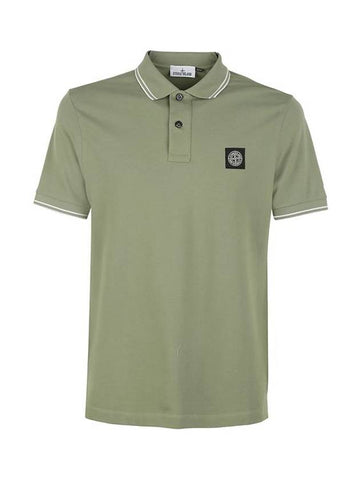 Men's Logo Patch Lining Short Sleeve Polo Shirt Sage Green - STONE ISLAND - BALAAN 1