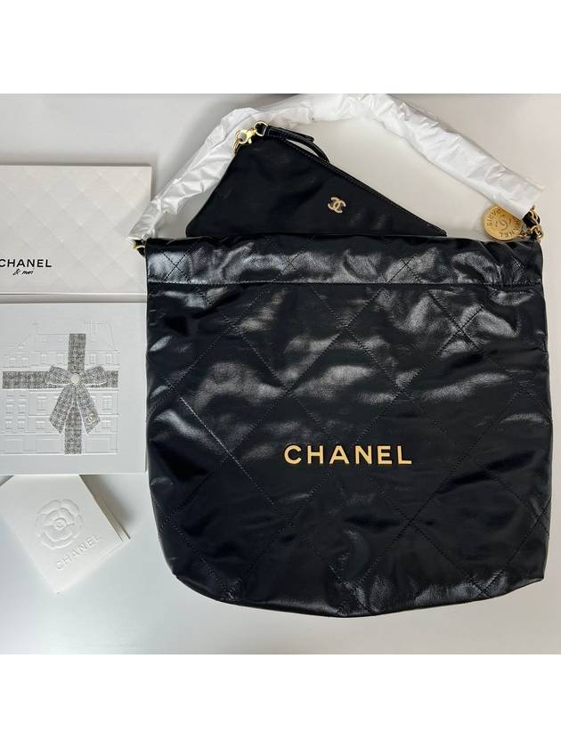 22 Bag Small Shiny Calfskin Gold Metal Black AS3260 - CHANEL - BALAAN 4