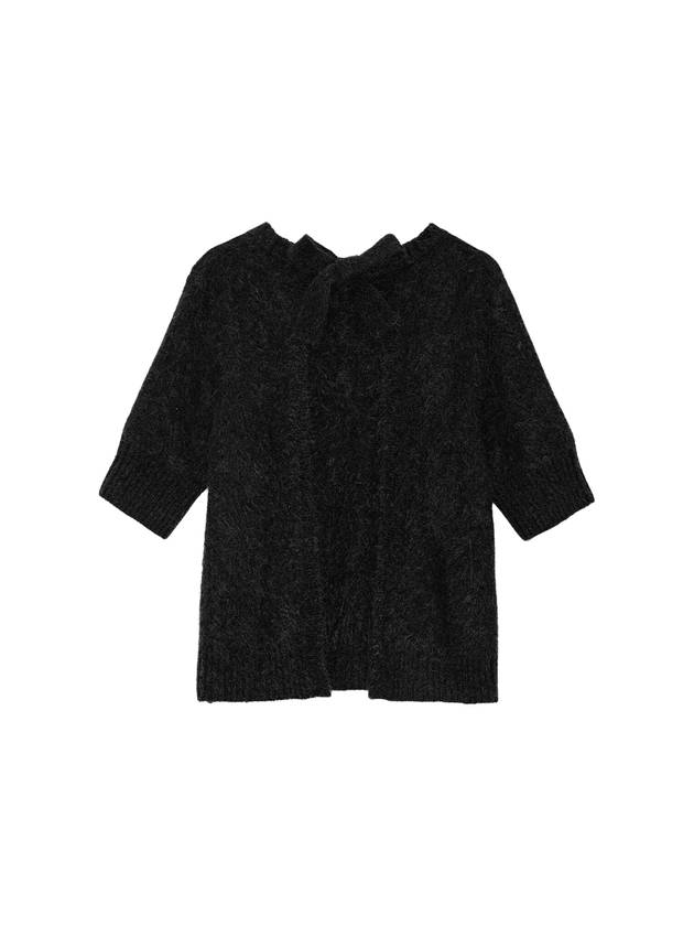 Brushed Alpaca Open Back Knit Top Black - GANNI - BALAAN 3