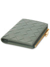 Intrecciato Small Leather Half Wallet Green - BOTTEGA VENETA - BALAAN 4