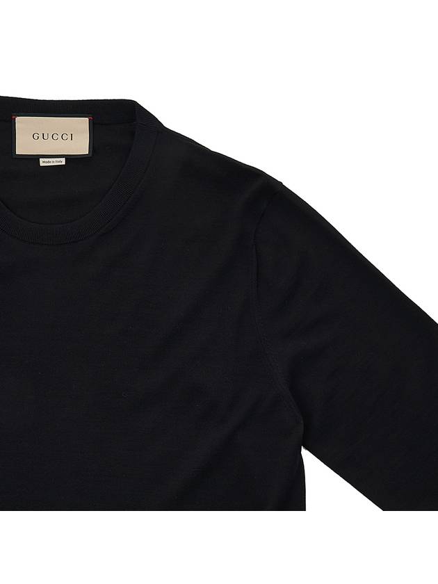 Embroidered Logo Wool Knit Top Black - GUCCI - BALAAN 5