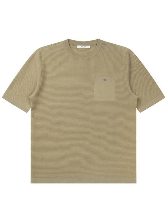 24SS Men's Pocket Round Neck Short Sleeve Knit Olive Green SWDQESSW01OG - SOLEW - BALAAN 1