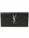 Matelasse Monogram Flap Long Wallet Black - SAINT LAURENT - BALAAN 2