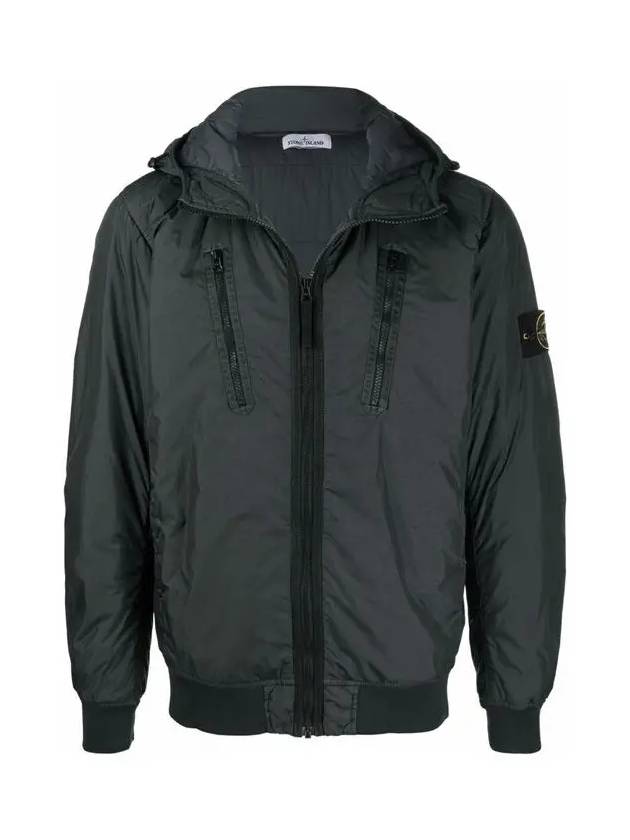 Garment Dyed Crinkle Reps Nylon Down Hooded Jacket Charcoal - STONE ISLAND - BALAAN 2