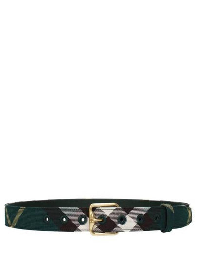 Check Pattern Buckled Leather Belt Green - BURBERRY - BALAAN 2