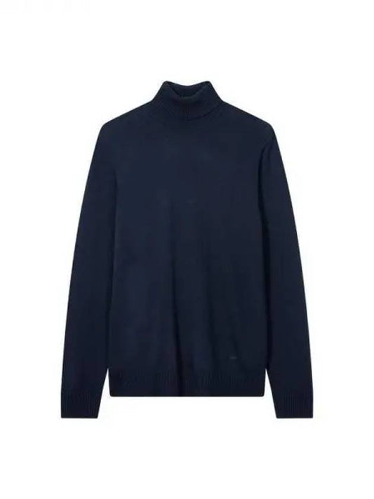 Men s Turtleneck Ribbed Wool Sweater Navy 270606 - EMPORIO ARMANI - BALAAN 1