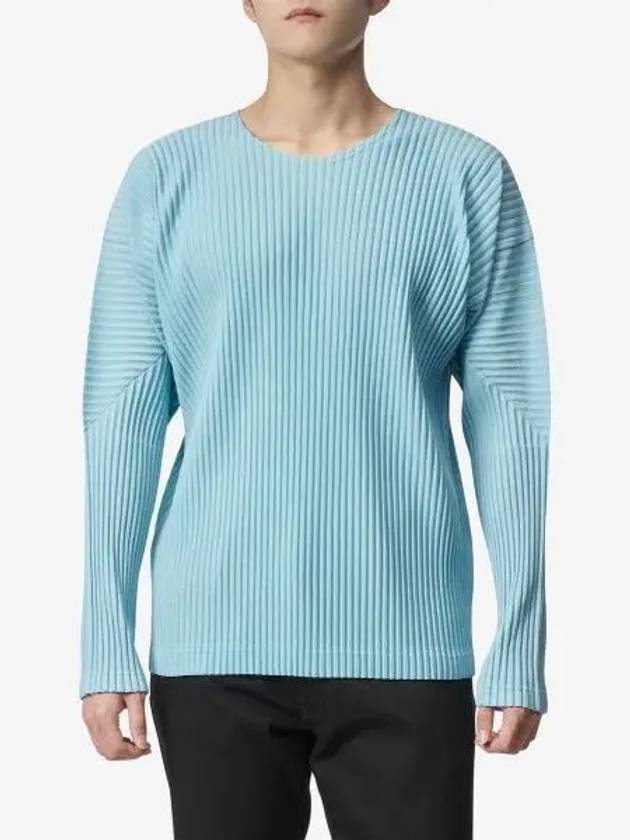 Pleated Long Sleeve T-Shirt Aqua Blue - ISSEY MIYAKE - BALAAN 2