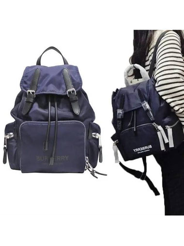 Lettering logo nylon rucksack backpack navy blue 80784381 - BURBERRY - BALAAN 1