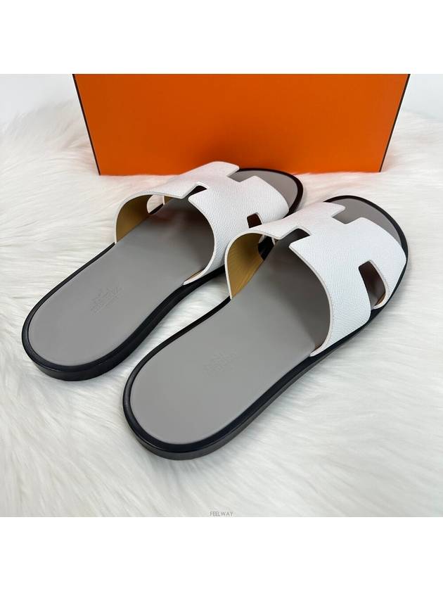 Izmir Epsom Calfskin Slippers White - HERMES - BALAAN 4