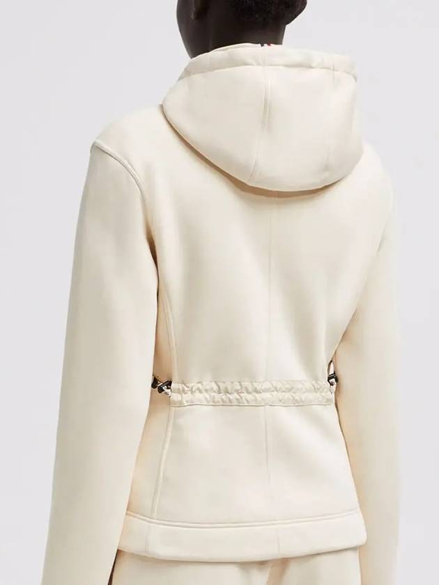 Embroidered Logo Patch Zip-Up Hoodie Cream - MONCLER - BALAAN 4