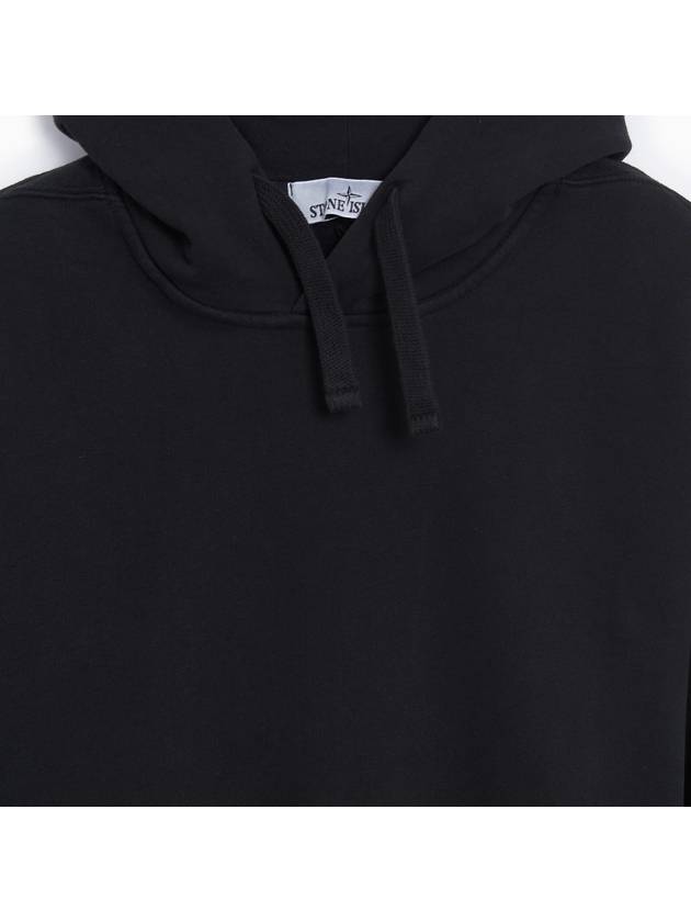 Wappen Patch Brushed Cotton Fleece Hoodie Black - STONE ISLAND - BALAAN 4