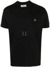 ORB Logo Cotton Short Sleeve T-Shirt Black - VIVIENNE WESTWOOD - BALAAN 2