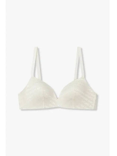 UNDERWEAR Women s Embroidered Logo Pattern Triangle Bra Cream - EMPORIO ARMANI - BALAAN 1