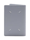 Stitched Bi-Fold Leather Card Wallet Grey - MAISON MARGIELA - BALAAN 1