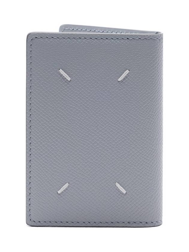 Stitched Bi-Fold Leather Card Wallet Grey - MAISON MARGIELA - BALAAN 1