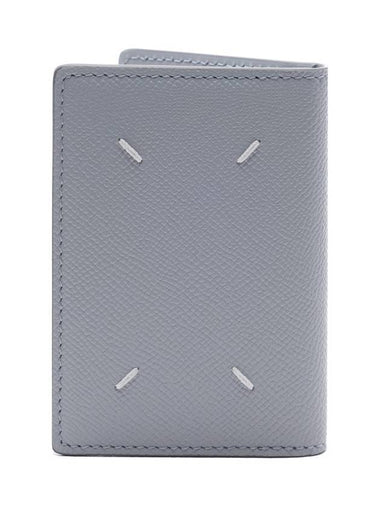 Stitched Bi-Fold Leather Card Wallet Grey - MAISON MARGIELA - BALAAN 1