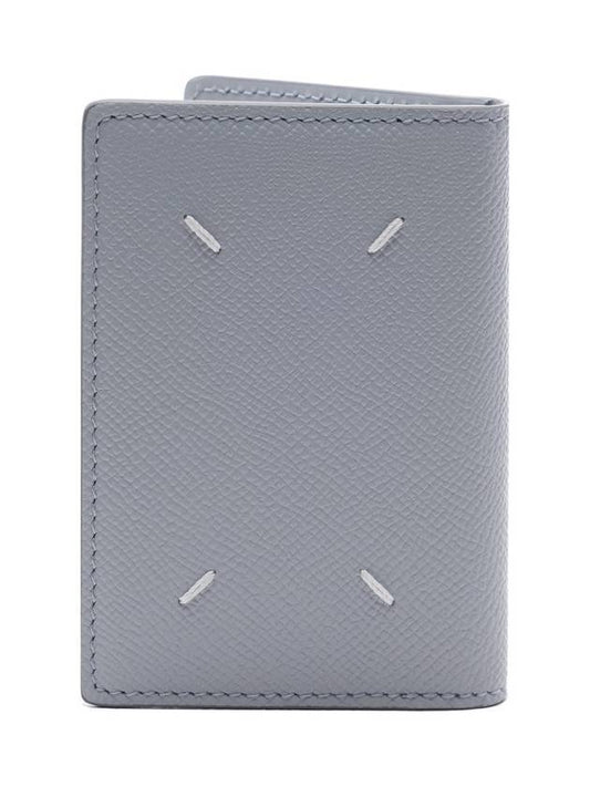 Stitched Bi-Fold Leather Card Wallet Grey - MAISON MARGIELA - BALAAN 1