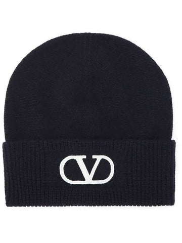 signature V logo wool beanie - VALENTINO - BALAAN.