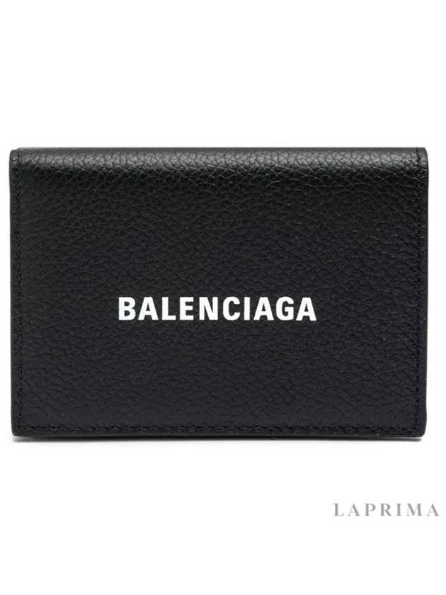 Logo Print Tri-Fold Half Wallet Black - BALENCIAGA - BALAAN 5