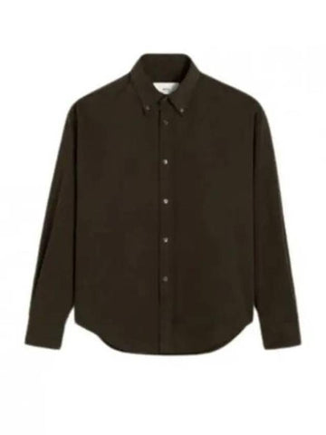 Boxy Fit Long Sleeve Shirt Dark Coffee - AMI - BALAAN 1