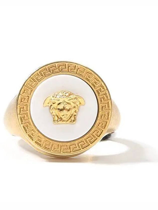 Men's Enamel Medusa Ring Gold White - VERSACE - BALAAN 2