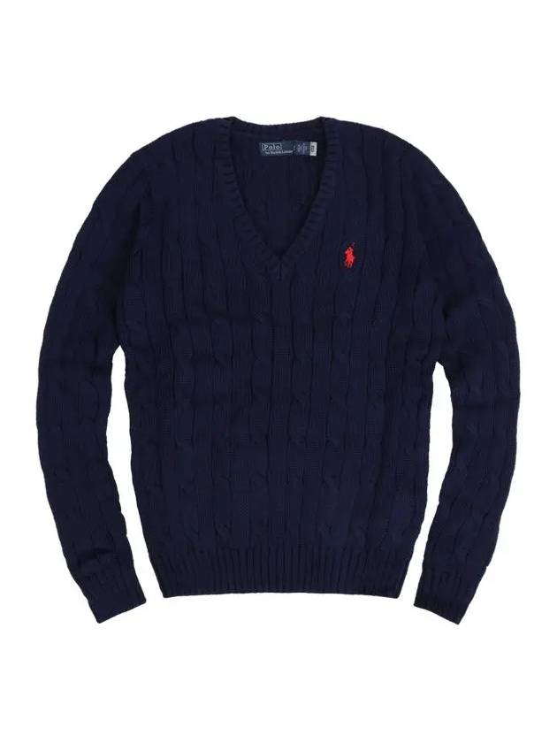 Kimberly Embroidered Logo Pony Cable Knit Top Navy - POLO RALPH LAUREN - BALAAN 4