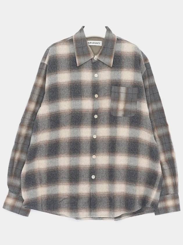 Doyle Check Lagger Flannel Long Sleeve Shirt Grey - OUR LEGACY - BALAAN 3