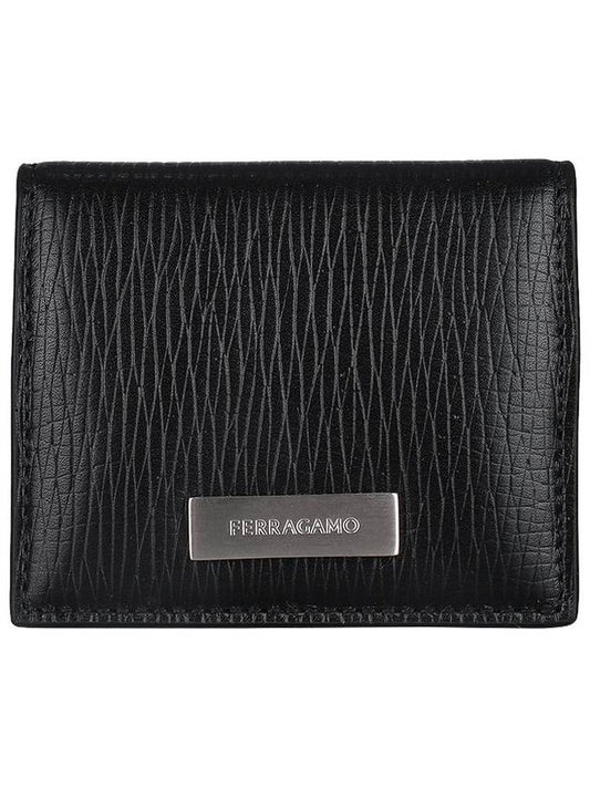 Men's Metal Plate Leather Half Wallet Black - SALVATORE FERRAGAMO - BALAAN 2