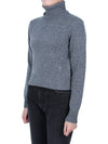 Embroidered Logo Cashmere Wool Turtleneck Grey - AMI - BALAAN 4