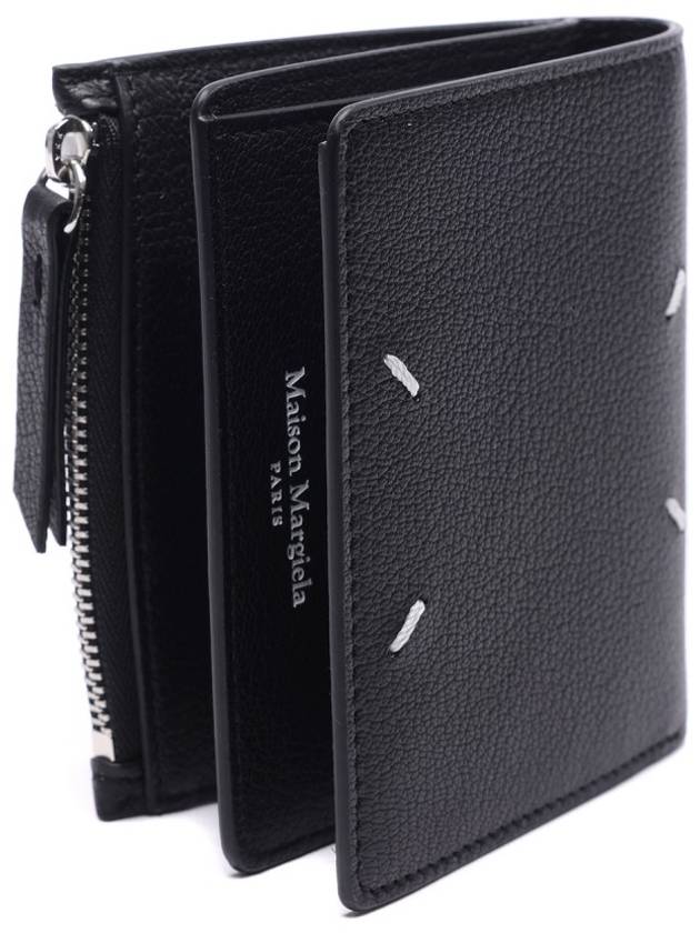 Four-Stitch Leather Half Wallet Black - MAISON MARGIELA - BALAAN 4