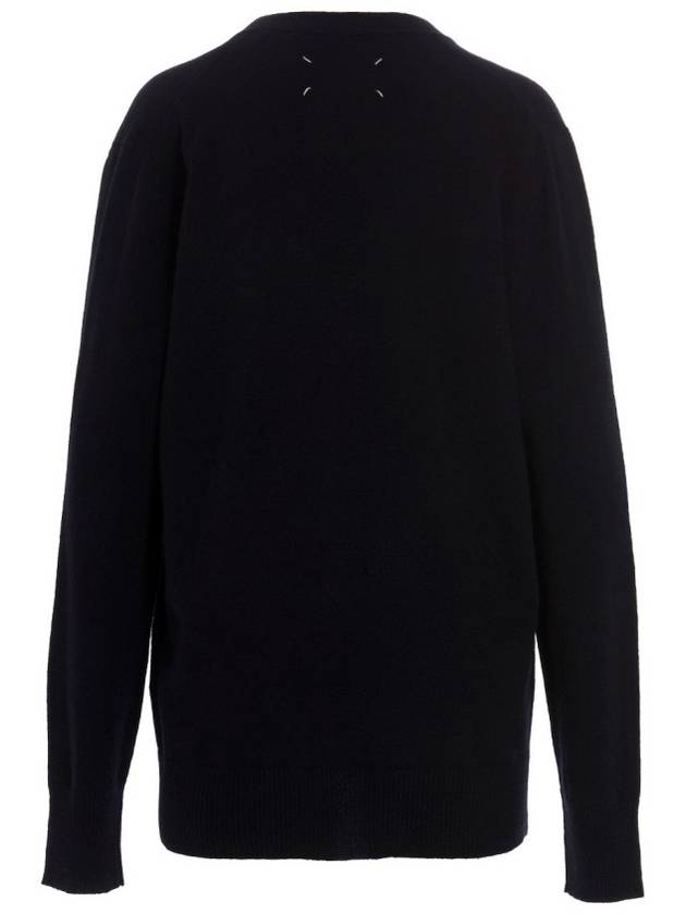 Signature Stitch V-neck Wool Cardigan Navy - MAISON MARGIELA - BALAAN 5