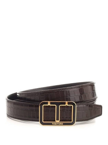 Logo Buckle Belt Brown - TOM FORD - BALAAN 1