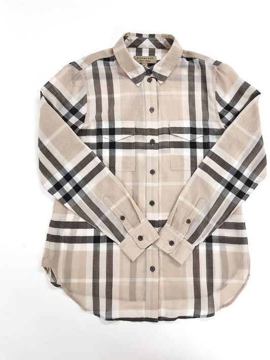 Men's Two Pocket Cotton Long Sleeve Shirt Beige - BURBERRY - BALAAN 2