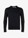 Intarsia Stitch Crew Neck Merino Wool Knit Top Navy - THOM BROWNE - BALAAN 2