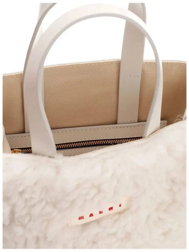 Shearling Museo Soft Mini Tote Bag White - MARNI - BALAAN 5